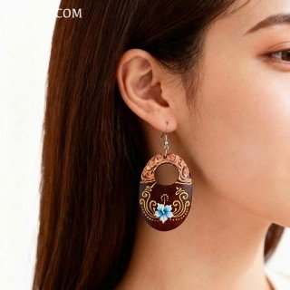 New Design Painting Wood Earrings Fresh Look